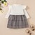cheap Dresses-Baby Girls&#039; Dress Active Cute Street Vacation White Decor Plaid Bow Print Long Sleeve Midi