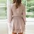 cheap Casual Dresses-Women&#039;s A Line Dress Mini Dress Black White Pink Pure Color Long Sleeve Summer Spring Lace up Casual V Neck Winter Dress Fall Dress 2023 S M L XL