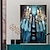 abordables Peintures portraits-peinture à l&#039;huile 100% fait main peint à la main art mural sur toile couvrant les yeux des gens bleu femmes visage abstrait moderne décoration de la maison décor roulé toile avec cadre tendu 40 * 60