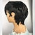 abordables Pelucas naturales de malla-Pelucas humanas cortas de color negro con flequillo peluca de corte pixie de pelo brasileño sin encaje para mujeres negras peluca bob de cabello humano hecha a máquina