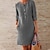 Χαμηλού Κόστους Καθημερινά φορέματα-Γυναικεία Φόρεμα ριχτό Φόρεμα μέχρι το γόνατο Γκρίζο Χακί Πορτοκαλί Σκούρο γκρι Ρουμπίνι Μπλε Απαλό 3/4 Μήκος Μανικιού Συμπαγές Χρώμα Τσέπη Κουμπί Φθινόπωρο Άνοιξη Στρογγυλή Λαιμόκοψη καυτό Καθημερινό