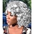 abordables Perruques de qualité supérieure-perruques bouclées pour femmes noires 14 &#039;&#039;perruque courte de cheveux ondulés gris argenté avec frange perruques synthétiques naturelles résistantes à la chaleur