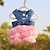 preiswerte Hundekleidung-Haustier Hund Rock Katzenkleidung Frühling und Sommer Haustierkleidung entzückende Tutu Hundekleider gestreiftes Mesh Hündchen Prinzessin Kleider (rosa, s)