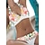 abordables Conjuntos de bikini-Mujer Bañadores Bikini 2 piezas Traje de baño Espalda Abierta Floral Verde Trébol Azul Piscina Blanco Azul polvoriento Azul Real Cabestro Escote en V Trajes de baño nuevo Sensual Moderno / Vacaciones