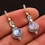 cheap Trendy Jewelry-moonstone retro earrings    fashion thai silver colorful gemstone ear hook ear jewelry
