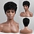 cheap Human Hair Capless Wigs-Human Hair Blend Wig Short Wavy Natural Wave Pixie Cut Layered Haircut Short Hairstyles 2020 Berry Natural Wave Wavy African American Wig For Black Women With Bangs Women&#039;s Natural Black #1B Palest