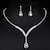 billiga Smyckeset-3 st brudsmycken set brud smycken set silverkristall bröllopshalsband örhängen brud strass teardrop hänge tillbehör för kvinnor och tärnor (3 delar set - 2 örhängen och 1 halsband