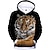 billige drenges 3d hættetrøjer og sweatshirts-Drenge 3D Tiger Hattetrøje Langærmet 3D-udskrivning Forår Efterår Vinter Aktiv Basale Polyester Rayon Børn 3-13 år udendørs Daglig