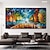 cheap Landscape Paintings-Oil Painting Handmade Hand Painted Wall Art Abstract Rain Street Tree Lamp Knife Landscape Home Decoration Decor Rolled Canvas No Frame Unstretched