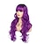 halpa Synteettiset trendikkäät peruukit-naisten pitkät kiharat hiukset aaltoperuukki violetti peruukki otsatukkalla synteettiset lämmönkestävät hiukset täysi peruukki sopii päivittäisiin juhliin cosplay-asuihin St. Patrick&#039;s Day -peruukit
