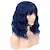 billige Syntetiske trendy parykker-blå parykker for kvinner blå marineblå parykk damer naturlig krøllete hår kortbølget parykk med luftsmell varmebestandig syntetisk fest cosplay stor 14 tommer (ca. 35 cm)
