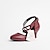 זול נעלי ריקודים ונעלי ריקוד מודרניות-בגדי ריקוד נשים ריקודים סלוניים נעליים מודרניות נעלי אופי הצגה בבית וַלס סנדלים צבע אחיד עקב קובני רצועת קרוס שחור אדום