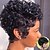 お買い得  人毛キャップレスウイッグ-黒人女性のための短い人間の髪の毛のかつらピクシーカットレミーカーリーブラジルの夏の茶色のかつら人間の髪の毛の接着剤のない完全な機械製のかつら