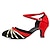abordables Zapatos de salón y de baile moderno-Mujer Salón Zapatos de Baile Moderno Interior Zapatos brillantes Sandalia Exterior Purpurina Tacón Cubano Hebilla Negro y Rojo Negro y plata Negro y oro