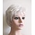 cheap Older Wigs-Short Fluffy Curly Silver White Color Synthetic Wigs With Bangs for Older Women