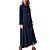 Χαμηλού Κόστους Γυναικεία Φορέματα-Γυναικεία Φόρεμα τζιν πουκάμισο Μακρύ φόρεμα Σκούρο μπλε Μακρυμάνικο Συμπαγές Χρώμα Κουμπί Άνοιξη Κολάρο Πουκαμίσου Κομψό Λινό Τ M L XL XXL