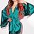 billiga Badrockar för damer-Dam Badrockar Nattlig Silk Kimono 1 st Lappverk Ledigt Komfort Satin Fest Hem Bröllopsfest Satäng Present Långärmad Spets Inkl. bälte Vår Sommar Grön Svart