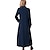 abordables Robes pour Femme-Robe longue maxi Femme Robe chemise en jean Manches Longues Printemps - Elégant Bouton Couleur monochrome Col de Chemise lin Bleu de minuit S M L XL XXL