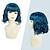 tanie Peruki syntetyczne modne-niebieskie peruki dla kobiet falista fala głowa peruka z grzywką naturalna gradientowa fioletowa peruka włosy syntetyczne do ramion krótkie kręcone włosy peruka 8 cali (około 20 cm) peruki świąteczne