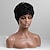 cheap Human Hair Capless Wigs-Human Hair Blend Wig Short Wavy Natural Wave Pixie Cut Layered Haircut Short Hairstyles 2020 Berry Natural Wave Wavy African American Wig For Black Women With Bangs Women&#039;s Natural Black #1B Palest