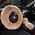 cheap Steering Wheel Covers-3Pcs Set Womens Winter Fashion Wool Fur Soft Furry Steering Wheel Covers Black Fluffy Handbrake Cover Gear Shift Cover Fuzz Warm Non-slip Car Decoration Long Hair Fit 15 to 17 inch