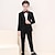 cheap Sets-5 Pcs Kids Boys&#039;  Blazer Pants Set Formal Set  Long Sleeve Outfit White Black Red Solid Color Bow Party Set Special Occasion Formal Gentle Regular 3-13 Years