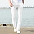 Χαμηλού Κόστους λινό παντελόνι-Ανδρικά Λευκά παντελόνια Παντελόνια Καλοκαίρι παντελόνι Παντελόνι παραλίας Casual παντελόνι Κορδόνι Ελαστική μέση Σκέτο Αναπνέει Ελαφρύ Πλήρες μήκος Γιόγκα Causal Καθημερινά Μείγμα Βαμβακιού Βασικό