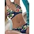 abordables Conjuntos de bikini-Mujer Bañadores Bikini 2 piezas Traje de baño Espalda Abierta Floral Verde Trébol Azul Piscina Blanco Azul polvoriento Azul Real Cabestro Escote en V Trajes de baño nuevo Sensual Moderno / Vacaciones
