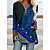 cheap Tees &amp; T Shirts-Women&#039;s T shirt Dress Tunic Long Sleeve Bohemian Style Round Neck Zipper Print Basic Tops Blue Yellow
