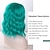 cheap Synthetic Trendy Wigs-Wavy Bob Wig with Air Bangs for Women Mixed Green Synthetic Short Bob Cosplay Wig 14 inch Shoulder Length Colorful Curly Wave Bob Wigs for Women Turquoise Color Heat Resistant Fiber Hair Full Wig