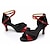 abordables Zapatos de baile latino-Mujer Zapatos de Baile Latino Zapatos de Salsa Zapatos de danza Rendimiento Sandalia Tacones Alto Hebilla Tacón Cubano Hebilla Negro y Oro Negro y Plateado Negro / Rojo