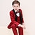 cheap Sets-5 Pcs Kids Boys&#039;  Blazer Pants Set Formal Set  Long Sleeve Outfit White Black Red Solid Color Bow Party Set Special Occasion Formal Gentle Regular 3-13 Years