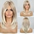 cheap Synthetic Trendy Wigs-Blonde Wigs with Bangs Long Layered Blonde Wig Women Synthetic Wig with Bangs 18inch Christmas Party Wigs