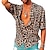billiga grafiska skjortor för män-herrskjorta kortärmad leopardtryck turndown brun casual dagligt tryck toppar sportmode