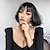 cheap Synthetic Trendy Wigs-Black Wig with Bangs Short Straight Bob Wigs for Women 10 Inch Natural Looking Synthetic Hair Replacement Wigs for Daily Party Cosplay Use (Black) Christmas Party Wigs