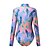 cheap Diving Suits &amp; Rash Guards-Women&#039;s Swimwear Rash Guard Diving Plus Size Swimsuit UV Protection Quick Dry Floral Print Purple High Neck Bathing Suits New Party Colorful / Sports / Padless