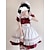 billiga Lolitaklänningar-Lolita söt stil Klänningar Dam Japanska Cosplay-kostymer Ljusrosa / Röd / Blå Ensfärgat Kortärmad Kort / mini / Förkläde / Förkläde