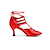 זול נעליים לטיניות-בגדי ריקוד נשים נעליים לטיניות ריקודים סלוניים מגפי ריקוד שורת ריקוד מפלגה הצגה אימון סאטן עקבים עניבת פרפר צבע אחיד סלים גבוהה עקב שרוכים אבזם שחור אדום / סטן