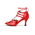 abordables Chaussures de danses latines-Femme Chaussures Latines Salon Bottes de Danse Danse en ligne Utilisation Soirée Entraînement Satin Talon Ruban Couleur Pleine Mince haut talon Lacet Boucle Rouge Noir