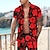 billiga Skjortuppsättningar för män-herrskjorta uppsättning kortärmad button-down toppar blommig rostryck turndown röd utomhus casual mode casual hawaiian