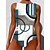 voordelige Bikini&#039;s &amp; Badmode-Dames Zwemkleding Een stukje Monokini Badpakken Grote maten Zwempak Buikcontrole Slank Opdrukken voor grote borsten Geometrisch Klaver Zwart blauw Wijn Scoophals Badpakken nieuw Vakantie Modieus