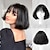abordables Pelucas sintéticas de moda-peluca negra con flequillo pelucas cortas y rectas para mujeres Pelucas de reemplazo de cabello sintético de aspecto natural de 10 pulgadas para uso diario en fiestas cosplay (negro) pelucas de