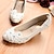 זול נעלי חתונות-בגדי ריקוד נשים נעלי חתונה נעלי כלה תחרה עקב קצר בוהן עגולה אלגנטית דמוי עור לואפר לבן