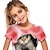 billiga Flickans 3D-djur-Flickor 3D Katt T-shirt Kortärmad 3D-tryck Sommar Aktiv söt stil Polyester Barn 3-12 år Utomhus Dagligen Normal