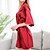 cheap Women&#039;s Sleep &amp; Lounge-Women&#039;s 1 pc Pajamas Robes Gown Bathrobes Simple Lovers Comfort Pure Color Silk Home Wedding Party Vacation V Wire Half Sleeve Basic Fall Spring Belt Included White Black / Satin / Sweet / Spa