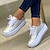 cheap Women&#039;s Sneakers-Women&#039;s Sneakers Plus Size Platform Sneakers White Shoes Daily Solid Color Summer Spring Fall Platform Flat Heel Round Toe Sporty Casual Walking PU Lace-up Silver Dark Red Black