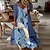 cheap Women&#039;s Dresses-Women&#039;s Dress Set Two Piece Dress Maxi long Dress Blue Half Sleeve Floral Print Fall Spring Crew Neck Stylish Casual Modern Loose 2022 S M L XL XXL 3XL 4XL 5XL