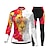 tanie Zestawy ubrań dla kobiet-21Grams Damskie Koszulka i spodnie na rower Długi rękaw Kolarstwo górskie Kolarstwie szosowym Biały Zielony Zwierzę Rower Keep Warm Polarowa podszewka Wkładka 3D Zatrzymujący ciepło Oddychający Sport