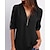 baratos Tops básicos de mulher-blusa feminina camisa zíper básico liso diário camiseta gola v manga regular verão branco preto rosa cinza azul escuro