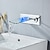 Недорогие Настенный монтаж-настенный смеситель для раковины в ванной, одна ручка, два отверстия, светодиодный водопад, современные хромированные смесители для ванны с горячей и холодной водой